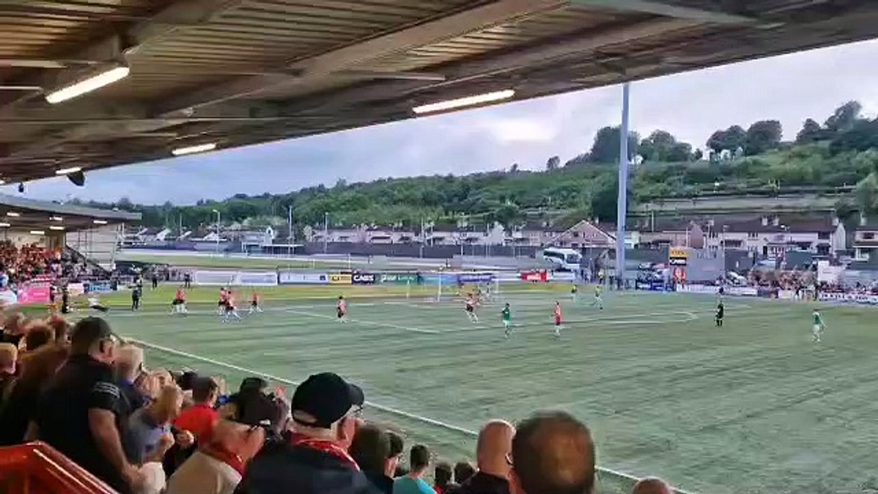 Tiernan McGinty celebrates his debut goal for Derry City