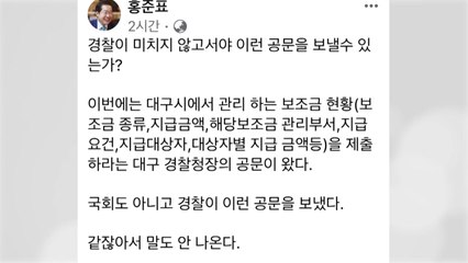 홍준표, "경찰이 보조금 자료 제출 요구...미치지 않고서야" / YTN
