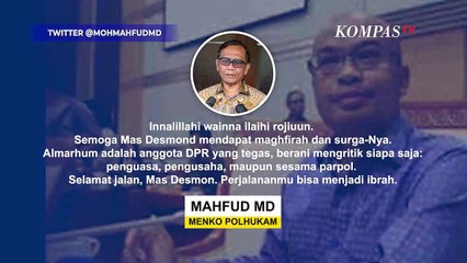 Mahfud MD hingga Ganjar Turut Berduka atas Meninggalnya Desmond Mahesa
