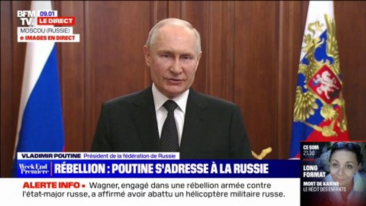 Rébellion de Wagner en Russie: suivez en direct la prise de parole de Vladimir Poutine