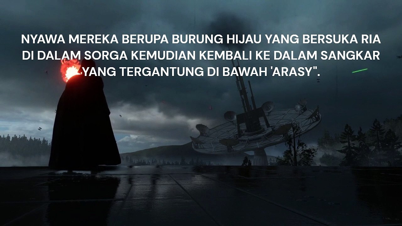 NYAWA MEREKA BERUPA BURUNG HIJAU YANG BERSUKA RIA DI DALAM SORGA KEMUDIAN KEMBALI KE DALAM SANGKAR YANG TERGANTUNG DI BAWAH 'ARASY_.
