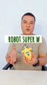 Mainan robot super W transform robot berubah bentuk pesawat warna kuning - Robot super W