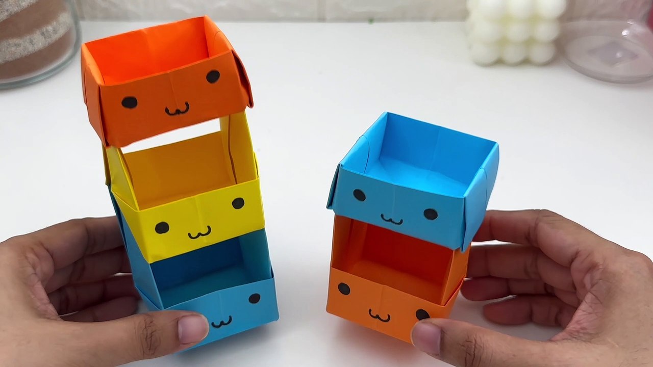 DIY MINI Origami PAPER Storage Stand / PAPER CRAFT/ Small Storage / Desk Organizer Stand #trending