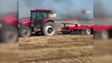 Saman balyalarının bulunduğu arazideki yangın kontrol altına alındı