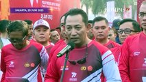 Kapolri Kompak Bareng Mahfud MD dan Ketua KPU di Bhayangkara Fun Walk