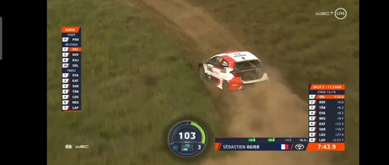WRC Kenya 2023 SS15 Ogier Off Hits Tree