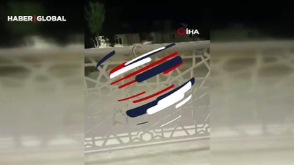 Şehir merkezindeki bariyere çıkan yılan paniğe neden oldu