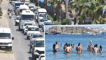 Bodrum'a 2,5 günde 60 bin araç giriş yaptı; tatilciler plajlara akın etti