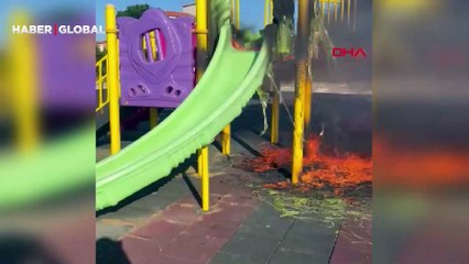 Tekirdağ'da çocuk oyun parkında yangın
