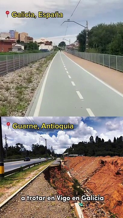 Cicloruta en Vigo-Galicia España comparada con cicloruta Guarne- Aeropuerto