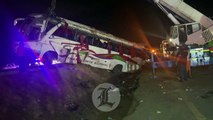 Así quedó el autobus de Transporte Espinal que se accidentó en la Autopista Duarte