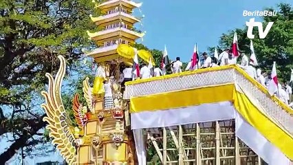 Rangkaian upacara Pelebon Raja Denpasar IX Ida Cokorde Ngurah Jambe Pemecutan di Setra Agung Badung, Desa Adat Denpasar, Rabu,(21/6/2023).