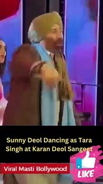 Sunny Deol Dancing as Tara Singh at Karan Deol Sangeet Viral Masti Bollywood