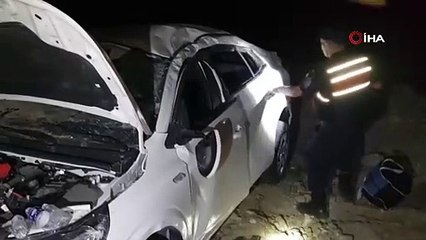 Otomobil 4 metre yükseklikten şarampole uçtu: 5 yaralı