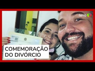 Casal viraliza ao comemorar oficialização de divórcio de forma bem-humorada: 'Liberto do mal'