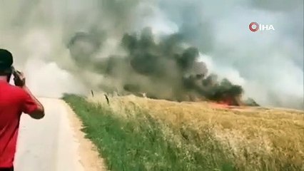 Trakya'da büyük yangın! 90 dönümlük tarla kül oldu