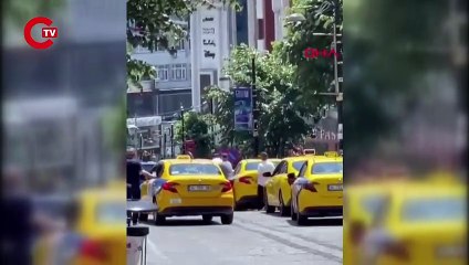 Laleli'de dakikalarca süren taksici kavgası