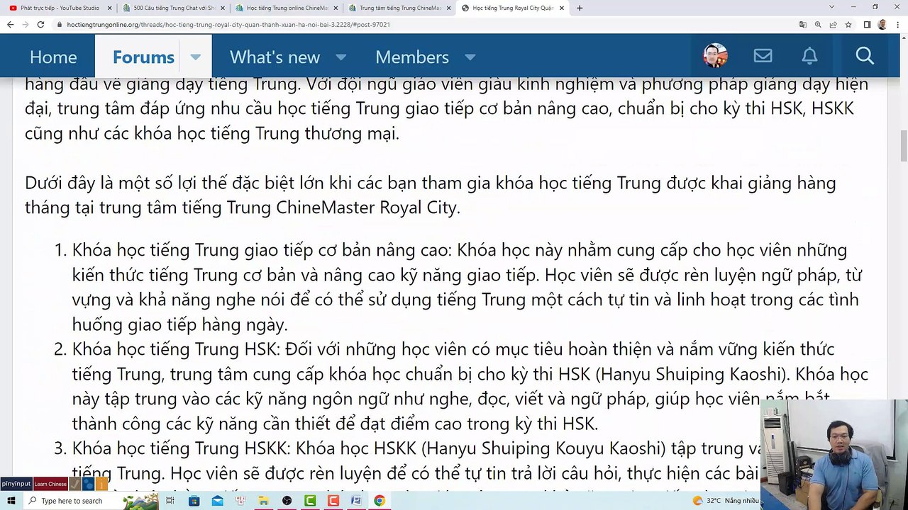 Học tiếng Trung Royal City Quận Thanh Xuân Hà Nội bài 3 Lớp em Nguyễn Anh Tuấn