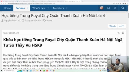 Học tiếng Trung Royal City Quận Thanh Xuân Hà Nội bài 4 Lớp em Nguyễn Anh Tuấn