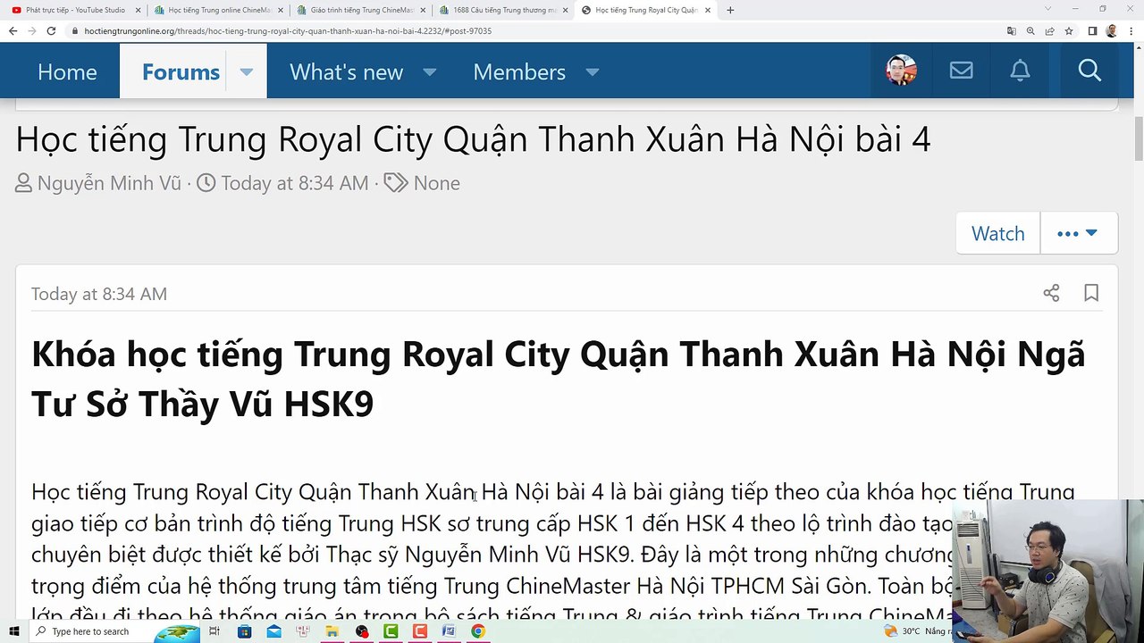 Học tiếng Trung Royal City Quận Thanh Xuân Hà Nội bài 4 Lớp em Nguyễn Anh Tuấn