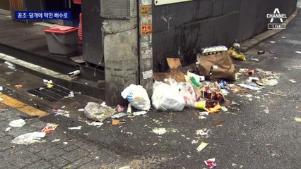 꽁초에 막히고 덮개로 막고…제 역할 못 하는 배수로