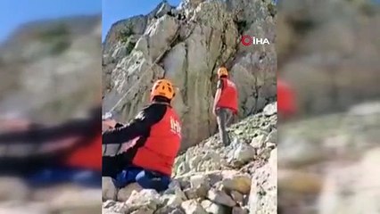Opération de sauvetage de chèvres coincées sur des rochers en zone montagneuse