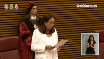 Críticas a Oltra y al 'solo sí es sí': el primer discurso de la presidenta de Vox de las Corts Valencianes olvida la neutralidad