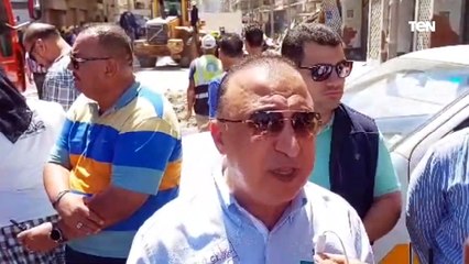 محافظ الإسكندرية يتواجد في موقع حادث انهيار عقار بحي المنتزة أول