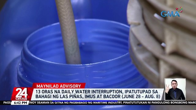 13 oras na daily water interruption, ipatutupad sa bahagi ng Las Piñas, Imus at Bacoor (June 28- Aug. 8) | 24 Oras