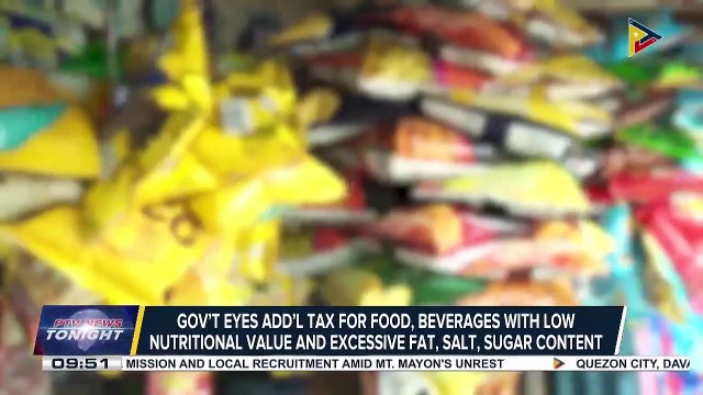 Gov’t eyes add’l tax for food, beverages with low nutritional value and excessive fat, salt, sugar content