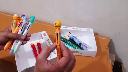 Unboxing and Review of Cartoon Themed 10 In 1 Ball Pen for kids birthday gift