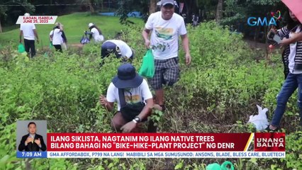Ilang siklista, nagtanim ng ilang native trees bilang bahagi ng "Bike-Hike-Plant Project" ng DENR | UB