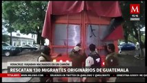 En Veracruz, el INM rescata a 130 migrantes guatemaltecos que viajaban en camión