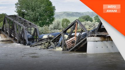 Jambatan runtuh, kereta api bawa asfalt terhumban dalam sungai di Montana