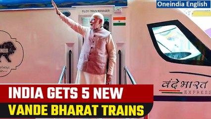 下载视频: PM Modi flags off 5 Vande Bharat trains, 2 in MP ahead of the polls | Oneindia News