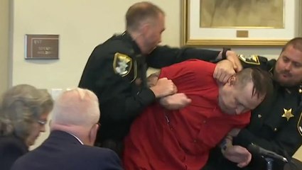 Murderer who killed girl and her babysitter elbows lawyer in face in court