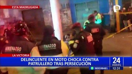 La Victoria: delincuente que huía de la policía termina estrellándose contra un patrullero