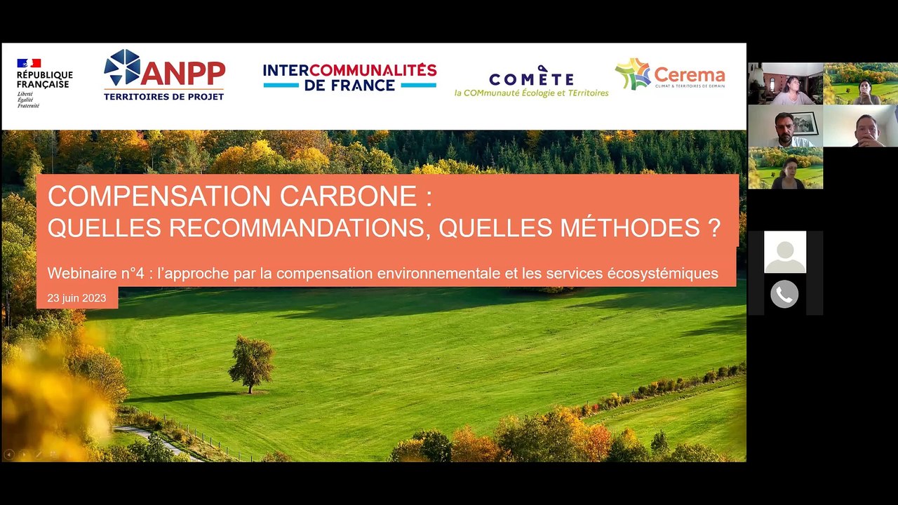 Webinaire N°4 CEREMA : Compensation carbone : quelles recommandations, quelles méthodes ? | CGDD