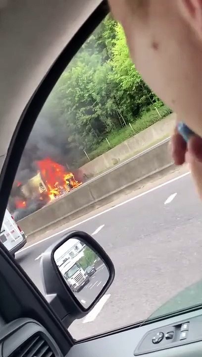 Explosion From M25 Lorry Fire