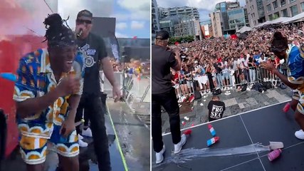 KSI and Logan Paul pelted with Prime bottles during event
