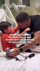 Menino que despertou do coma de 16 dias recebe visita de jogadores do Vasco