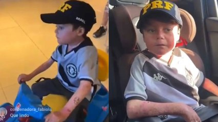 Menino de 8 anos com doença rara tem alta de hospital e vai para casa "escoltado" pela PRF
