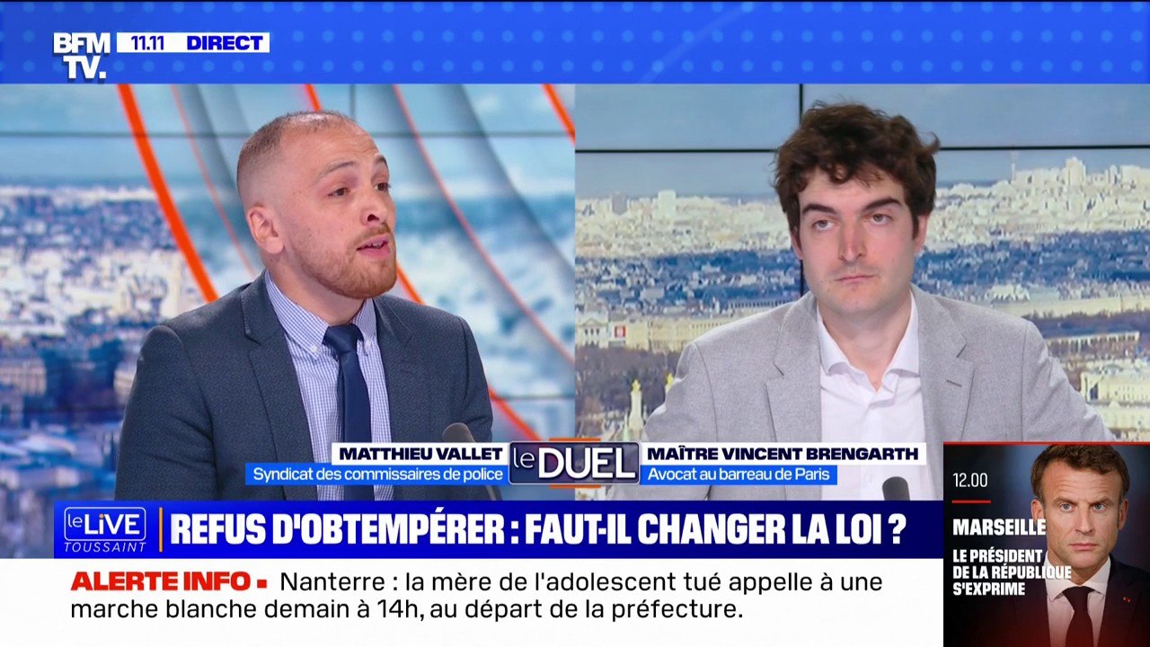 "Aujourd'hui on ne tire pas pour un refus d'obtempérer, les policiers et les gendarmes utilisent leurs armes pour protéger leur vie" affirme Mathieu Vallet du syndicat des commissaires de police
