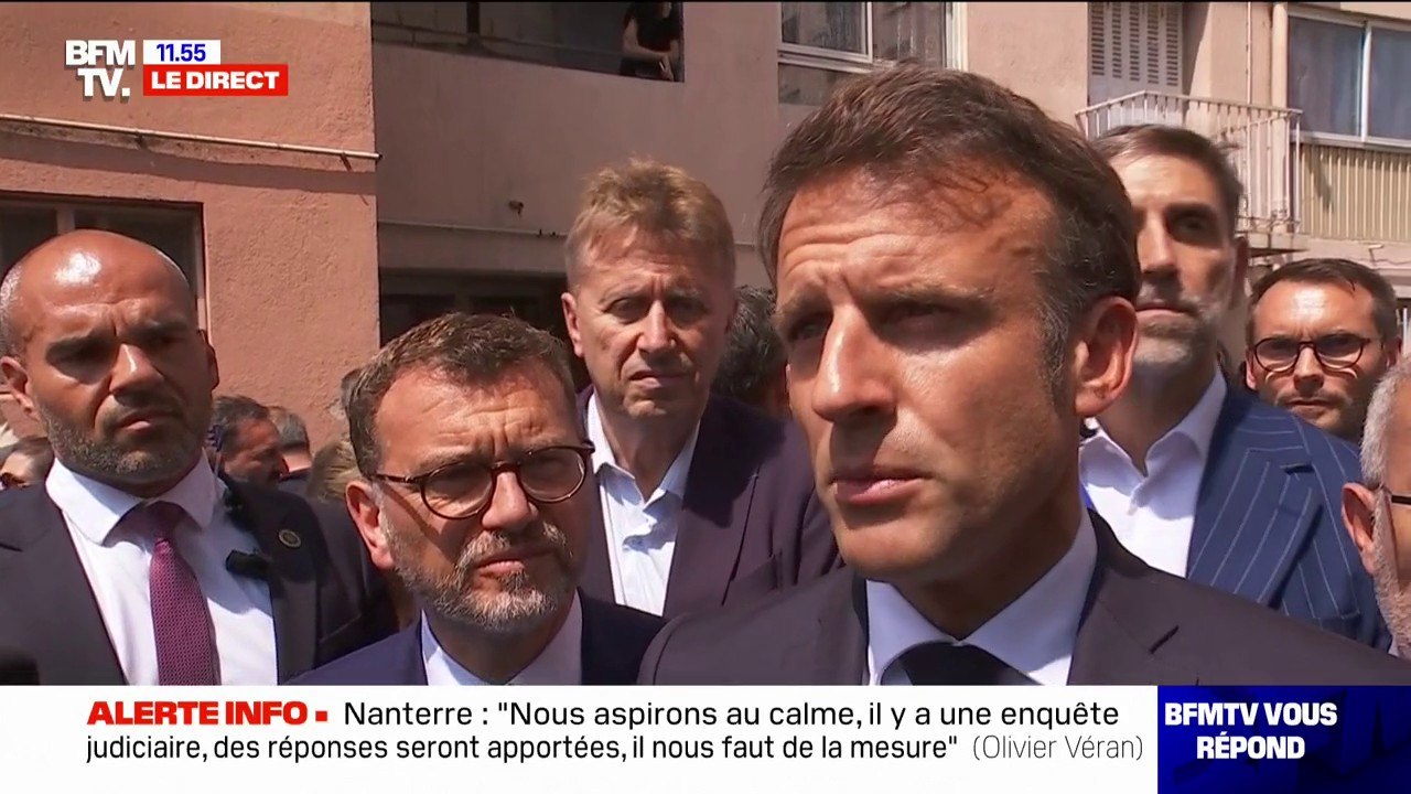 Emmanuel Macron: "Je veux dire l'émotion de la Nation toute entière après la mort du jeune Nahel et dire à sa famille toute notre solidarité"