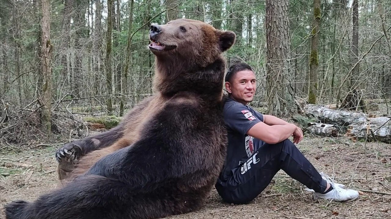 MMA-Fighter Yasubey Enomoto 'kämpft' mit Grizzlybär
