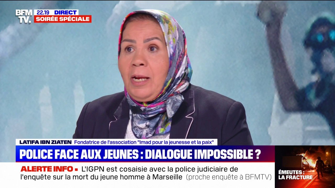 Émeutes: "Il faut aider les parents, aider cette jeunesse (...) on ne peut pas les mettre de côté", affirme Latifa Ibn Ziaten (Imad pour la jeunesse et la paix)