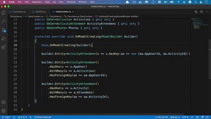 Net. Core and React SignalR - Setting up the comment entity