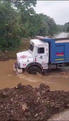 People coming out of the river with danger