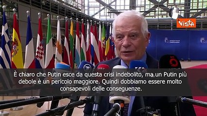 Borrell: Putin indebolito ? pi? pericoloso, continuare con sostegno all'Ucraina