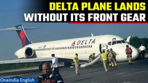 Delta plane lands safely after front landing gear fails, all passengers safe, video goes viral